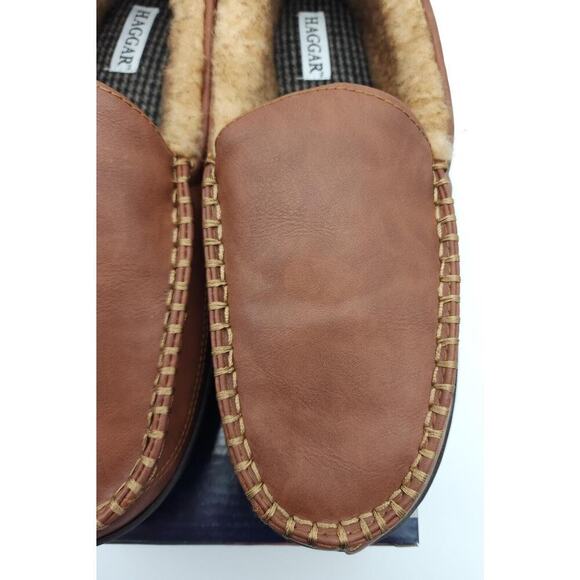 Haggar Men's Faux-Shearling Memory Foam Venetian House Slippers Tan 11-12 XL NEW - Picture 3 of 9
